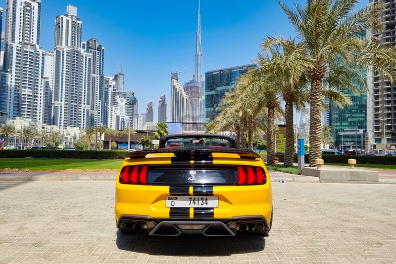Yellow Ford Mustang GT Convertible V8 2020