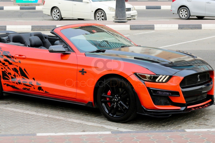 Orange Ford Mustang EcoBoost Convertible V4 2016