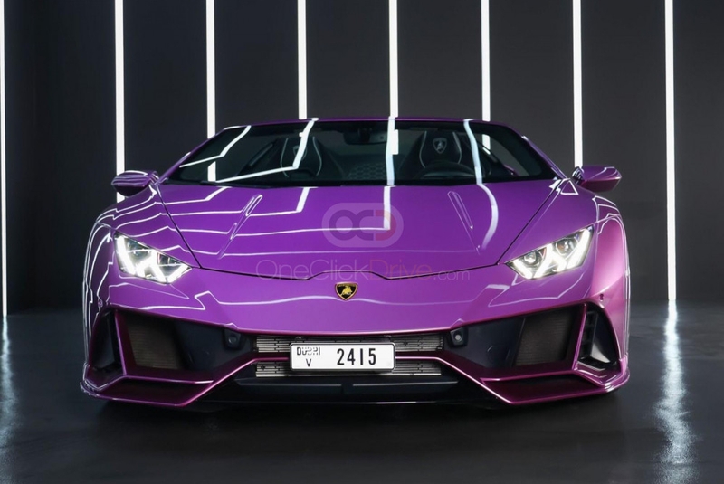 Purple Lamborghini Huracan Evo Spyder 2023