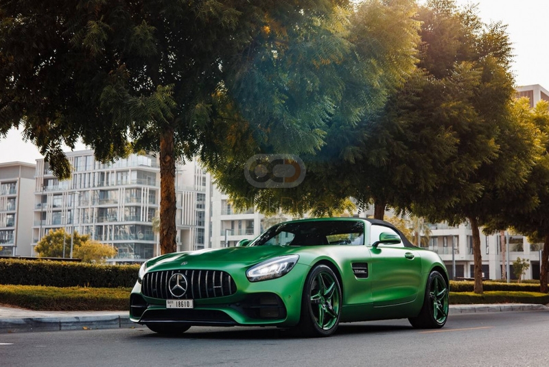 Green Mercedes Benz AMG GT Convertible  2022