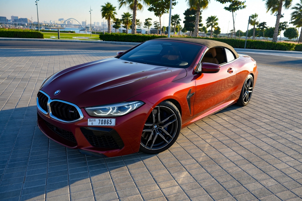 rood BMW M8 Competitie Cabriolet 2020