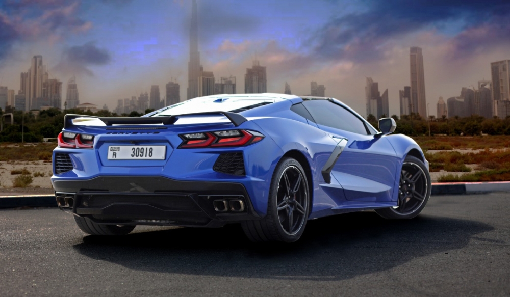 Azul Chevrolet Corvette C8 Stingray Descapotable 2021
