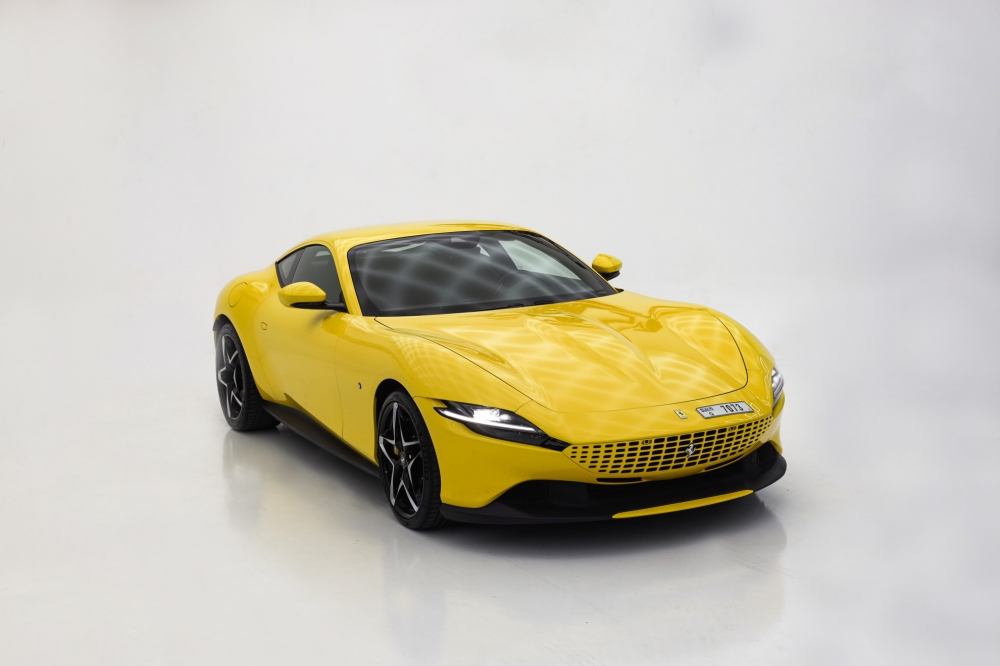 Yellow Ferrari Roma 2021