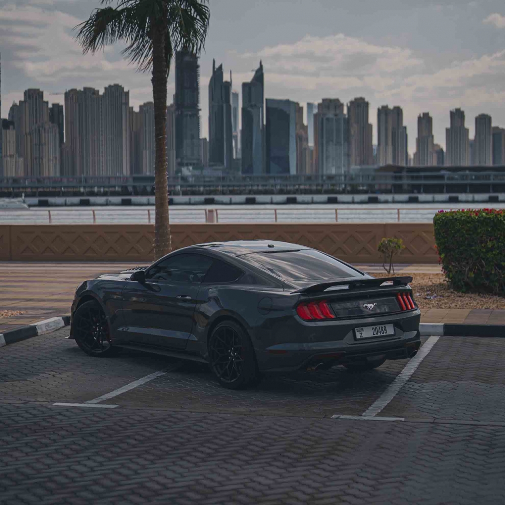 Black Ford Mustang EcoBoost Coupe V4 2020