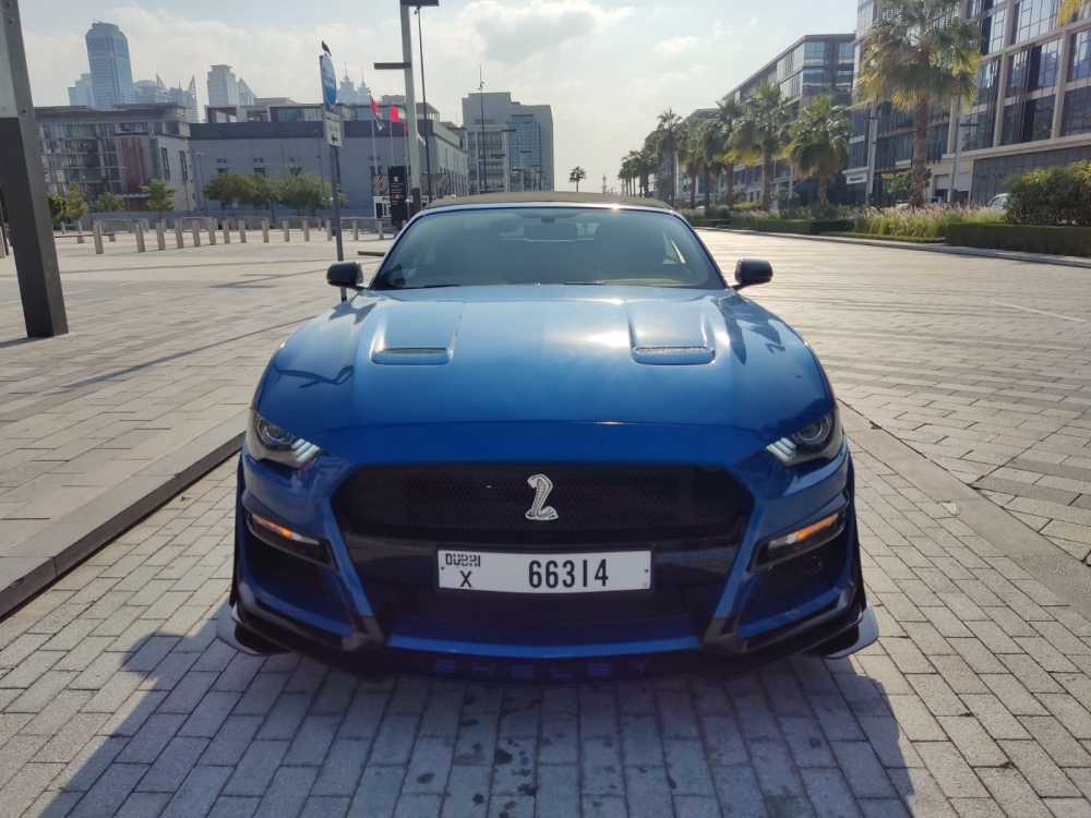 Голубой Форд Mustang EcoBoost Convertible V4 2020 год