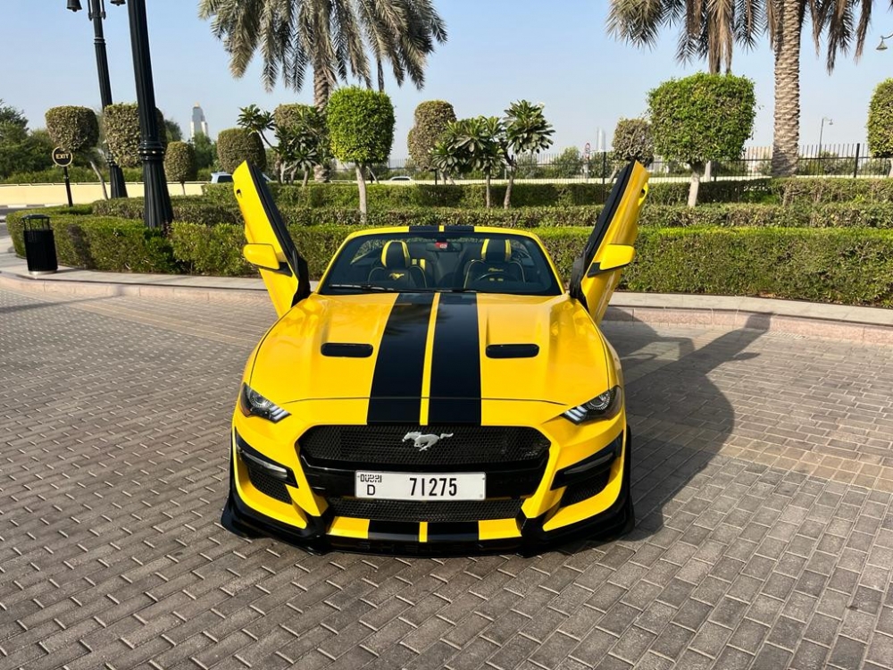 Sarı Ford Mustang EcoBoost Dönüştürülebilir V4 2019