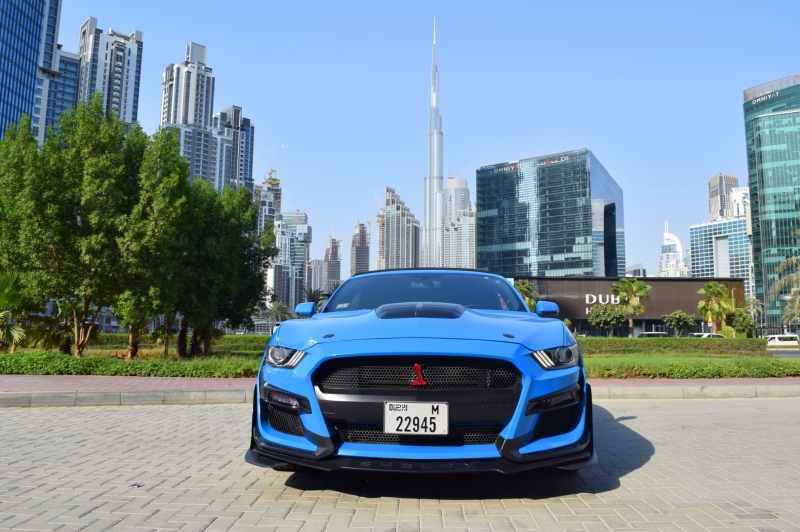 Blue Ford Mustang Shelby GT 350 2019