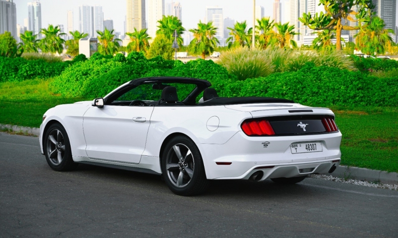 White Ford Mustang V6 Convertible 2018