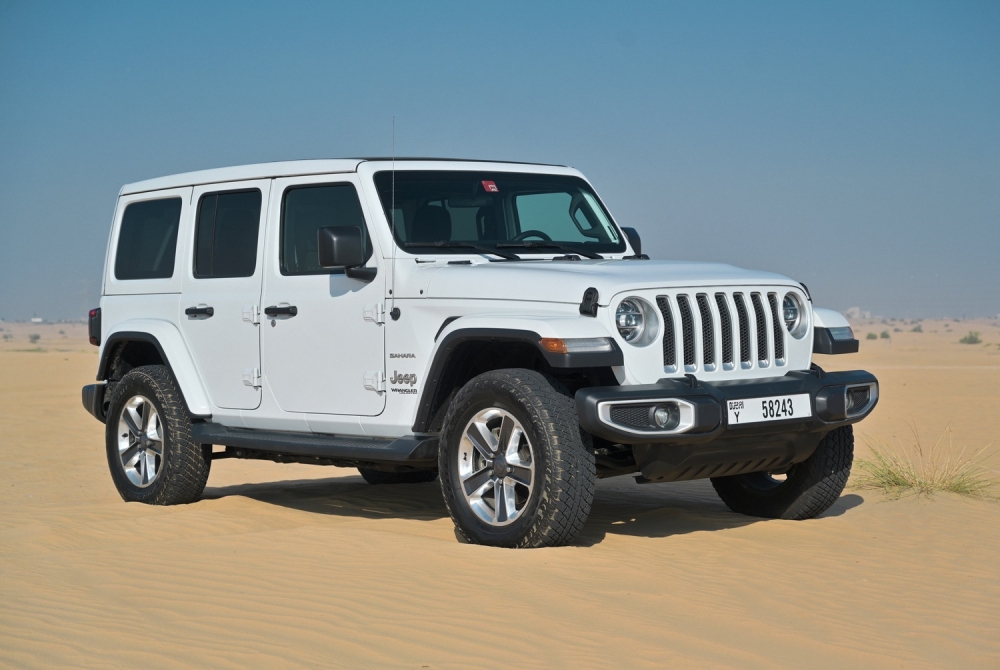 White Jeep Wrangler Unlimited Sahara Edition 2021
