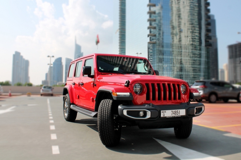 Red Jeep Wrangler Unlimited Sahara Edition 2019