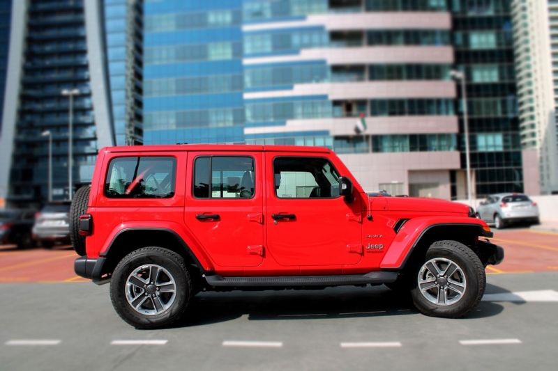 Red Jeep Wrangler Unlimited Sahara Edition 2019