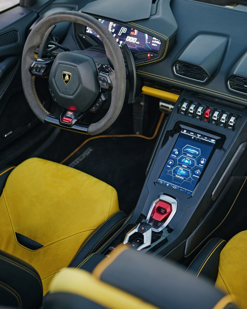 Geel Lamborghini Huracan Evo Spyder 2020
