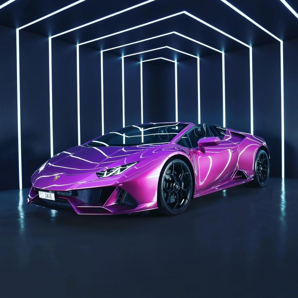 Violett Lamborghini Huracan Evo Spyder 2023