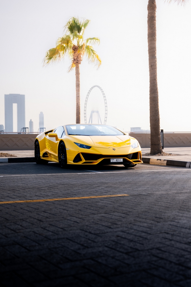 Yellow Lamborghini Huracan Evo Spyder 2024