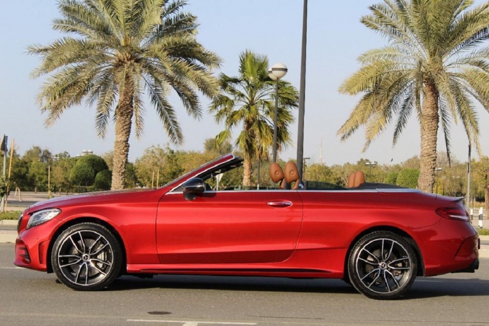 Red Mercedes Benz AMG C43 Convertible 2021