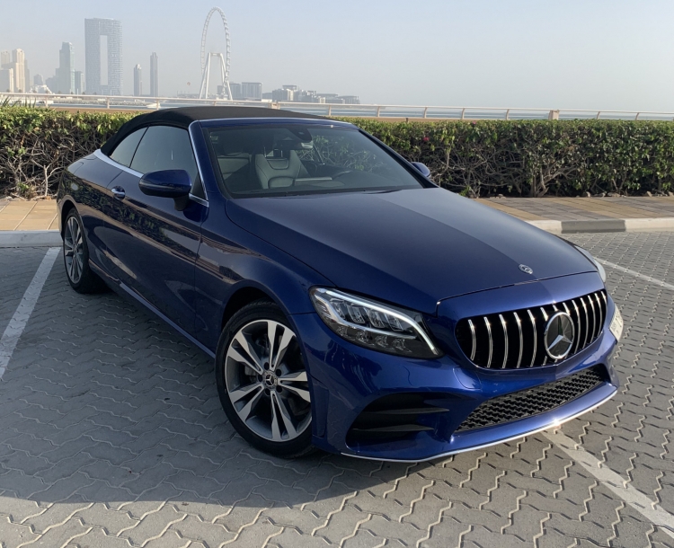 Blue Mercedes Benz C300 Convertible 2019