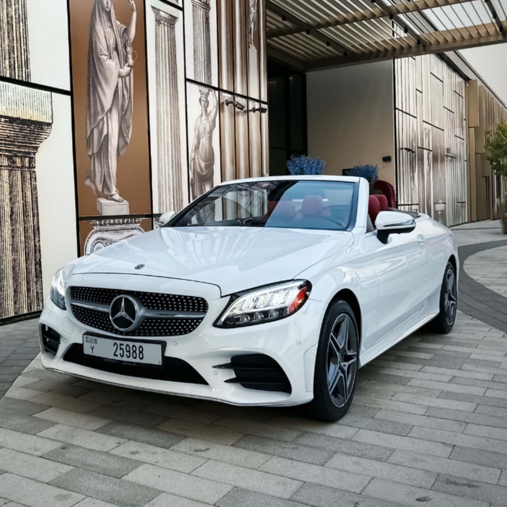 White Mercedes Benz C300 Convertible 2021