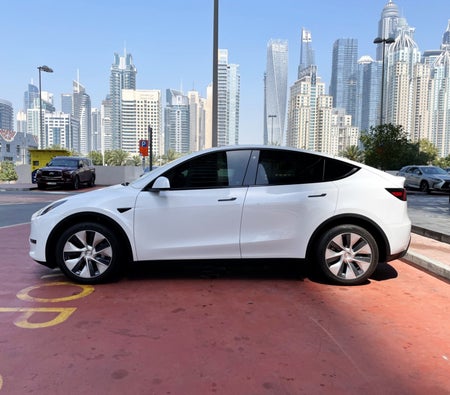 Miete Tesla Modell Y mit großer Reichweite 2022 in Abu Dhabi