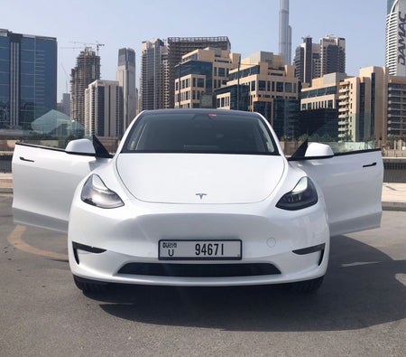 Miete Tesla Modell Y mit großer Reichweite 2022 in Dubai