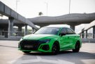 Green Audi RS3 2022 for rent in Dubai 1