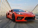Orange Chevrolet Corvette C8 Stingray Coupe 2020 for rent in Dubai 1