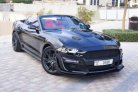 Black Ford Mustang EcoBoost Convertible V4 2019 for rent in Dubai 2