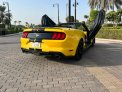 Yellow Ford Mustang EcoBoost Convertible V4 2019 for rent in Dubai 8
