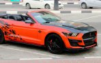 Orange Ford Mustang EcoBoost Convertible V4 2016 for rent in Dubai 4