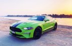 Green Ford Mustang GT Coupe V8 2020 for rent in Dubai 1