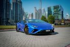 Blue Lamborghini Huracan Evo Spyder 2022 for rent in Dubai 4