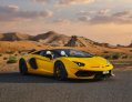 Yellow Lamborghini Aventador SVJ Roadster 2022 for rent in Abu Dhabi 2