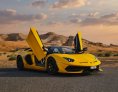 Yellow Lamborghini Aventador SVJ Roadster 2022 for rent in Abu Dhabi 1