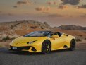 Yellow Lamborghini Huracan Evo Spyder 2021 for rent in Abu Dhabi 3