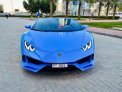 Safir mavisi Lamborghini Huracan Evo Spyder 2022 for rent in Dubai 3