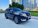 Black Nissan Patrol Platinum 2021 for rent in Abu Dhabi 1