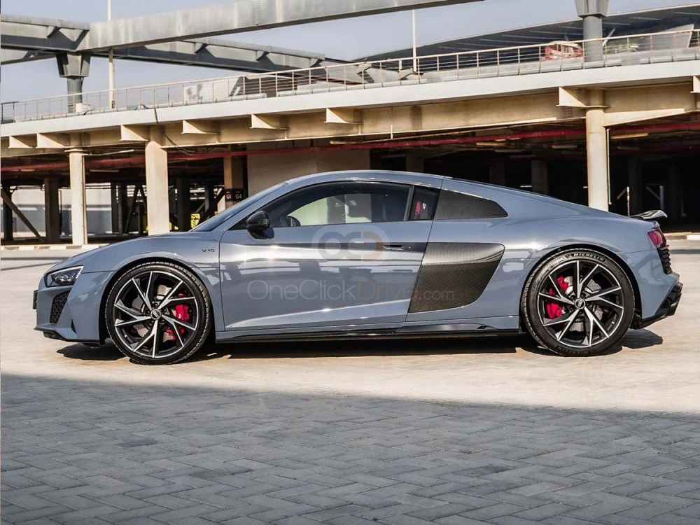 Gray Audi R8 Coupe 2022 for rent in Dubai 4