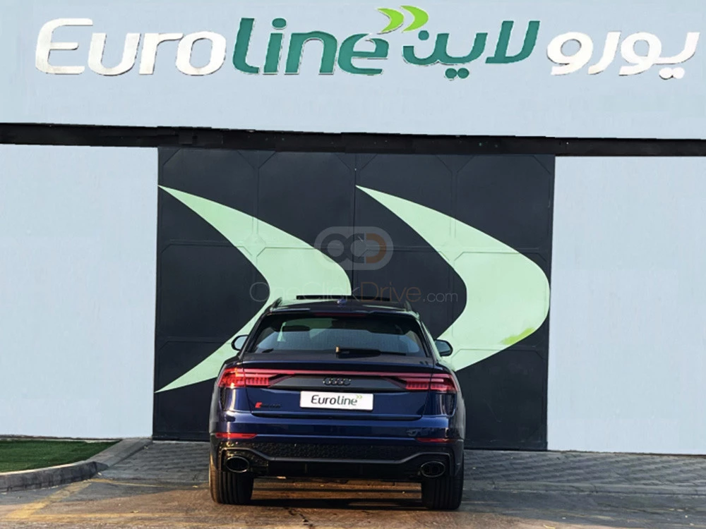Blue Audi RS Q8  2022 for rent in Ajman 3