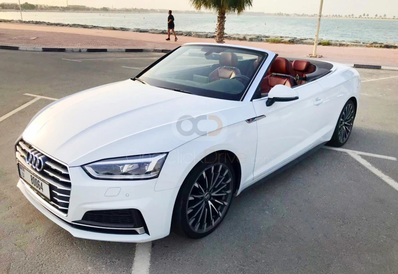 White Audi A5 Convertible 2019 for rent in Dubai 1