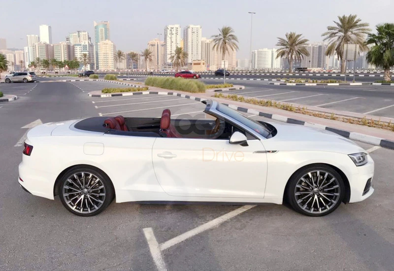 White Audi A5 Convertible 2019 for rent in Dubai 2