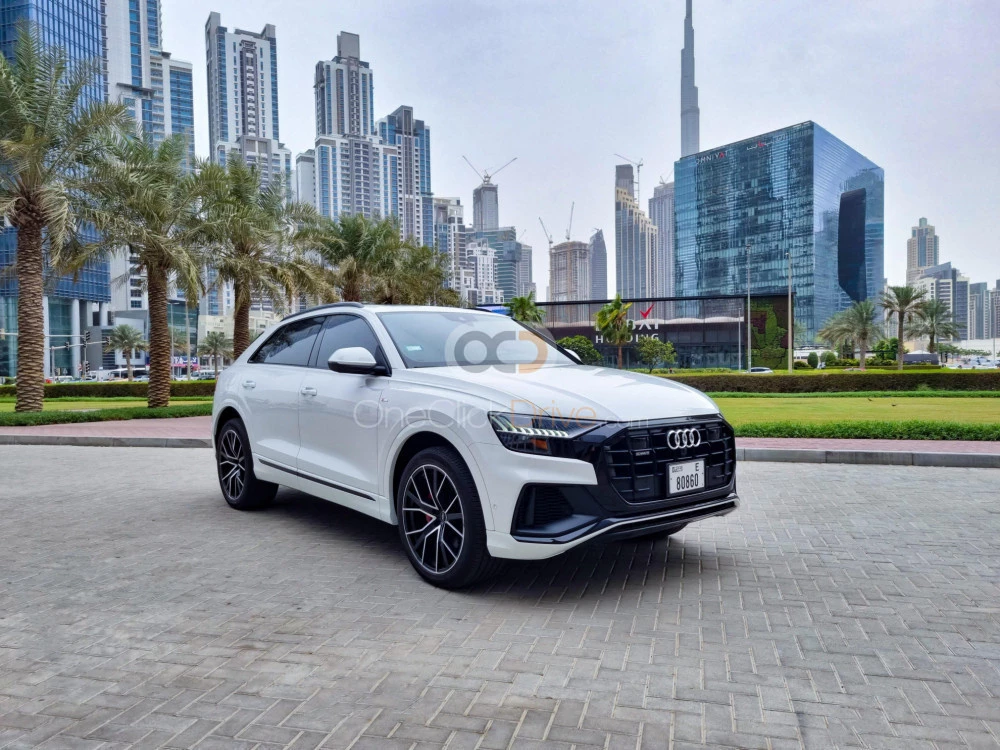 White Audi Q8 2021 for rent in Dubai 1