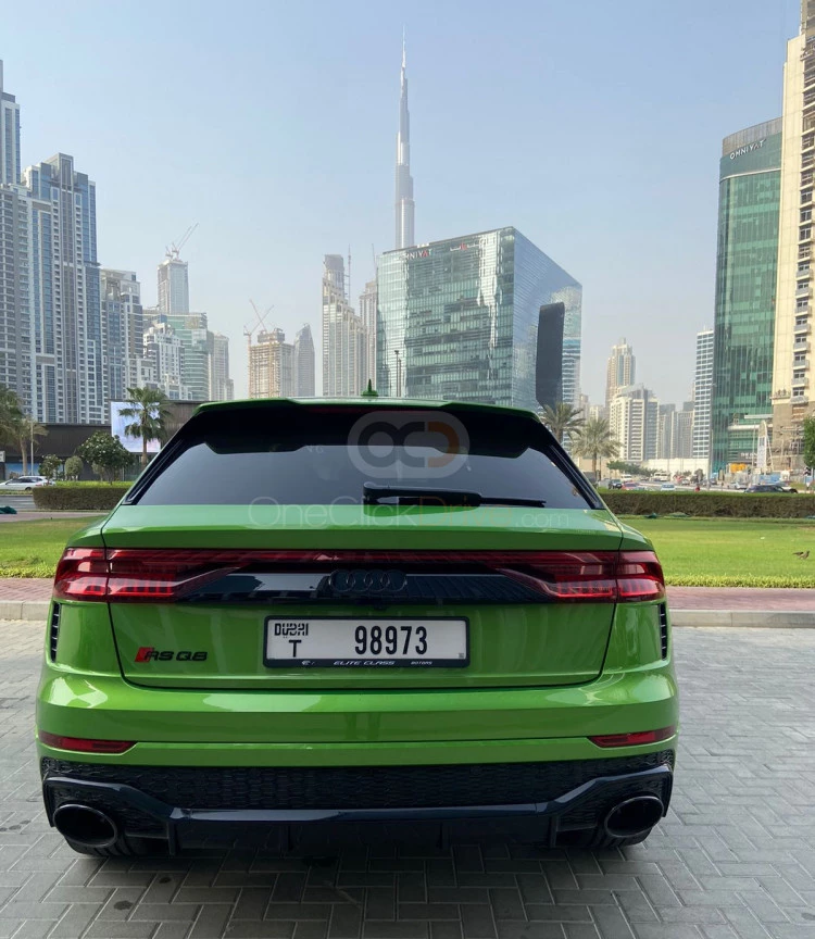 Green Audi RS Q8  2021 for rent in Dubai 4