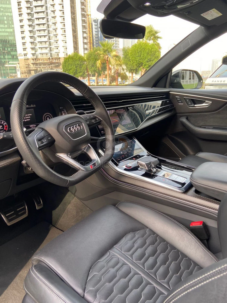 Green Audi RS Q8  2021 for rent in Dubai 5