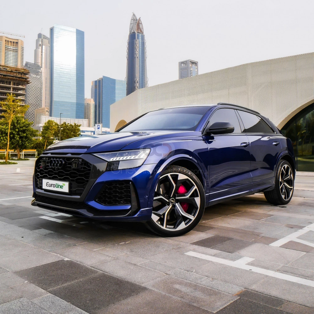 Blue Audi RS Q8  2022 for rent in Dubai 2