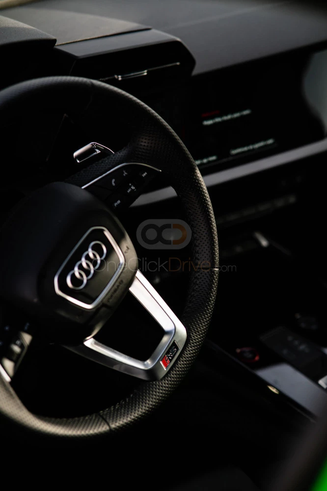 Green Audi RS3 2022 for rent in Dubai 3