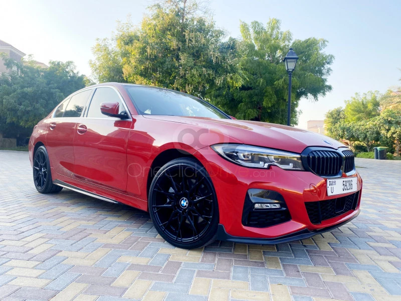 Red BMW 330i 2020 for rent in Dubai 3