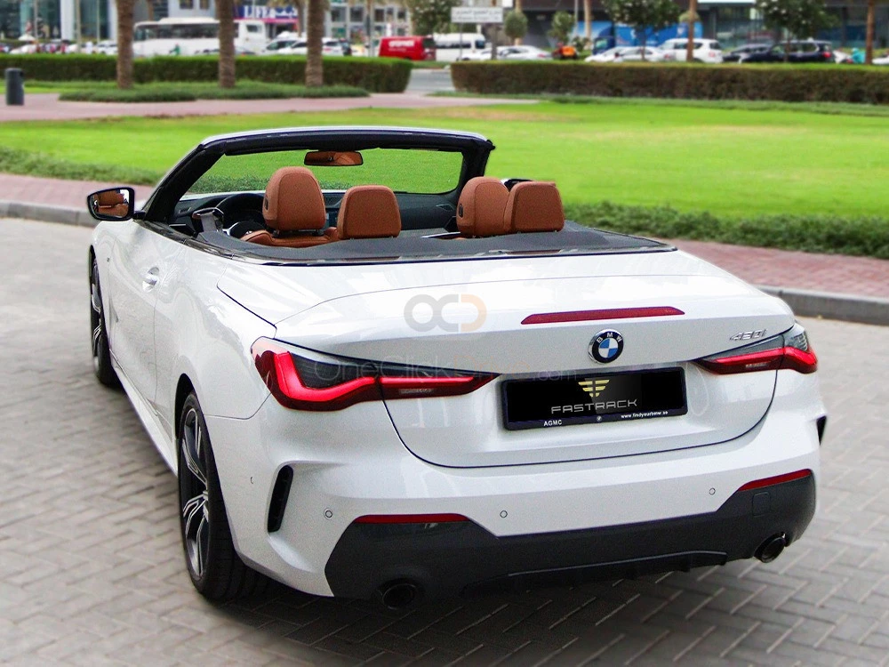 White BMW 420i Convertible 2022 for rent in Abu Dhabi 7