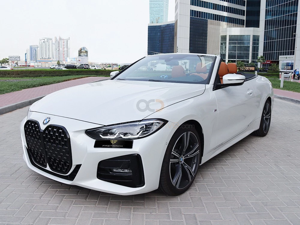 White BMW 420i Convertible 2022 for rent in Abu Dhabi 1