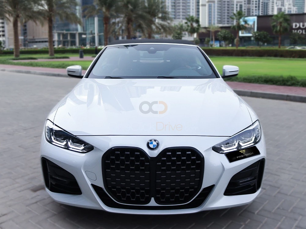 White BMW 420i Convertible 2022 for rent in Sharjah 2