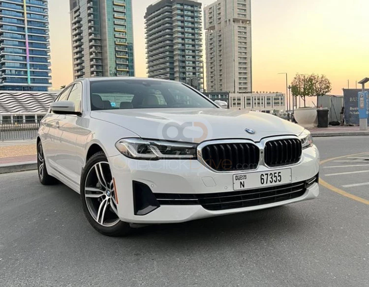 White BMW 530i 2022 for rent in Dubai 2