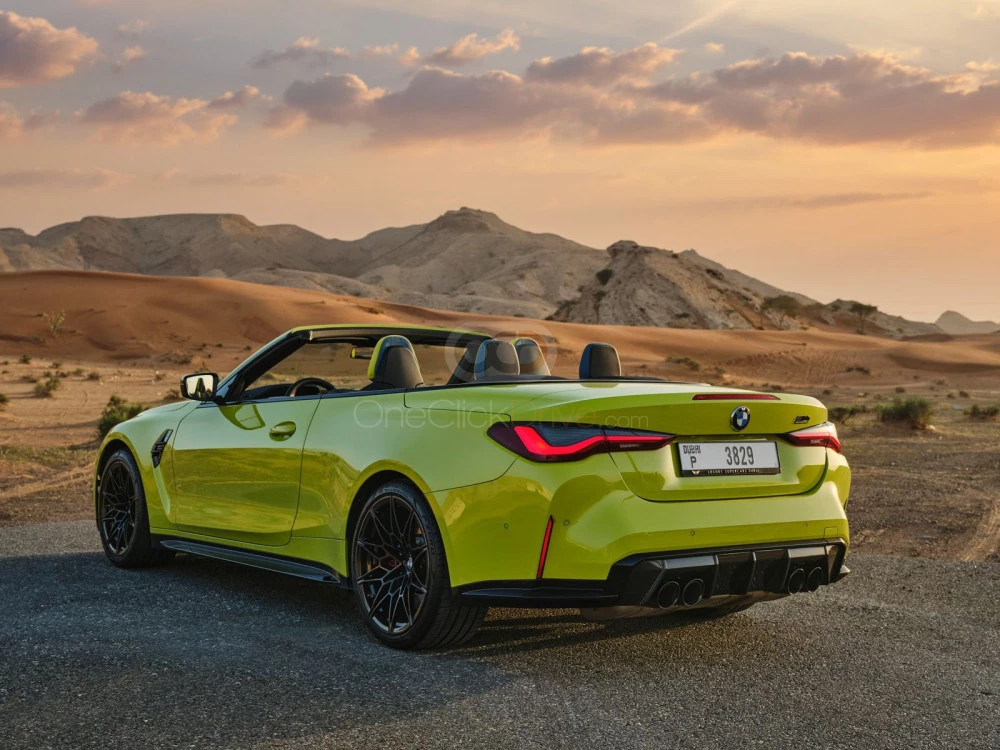 Light Green BMW M4 Competition Convertible 2022 for rent in Abu Dhabi 5